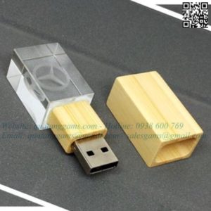 USB pha lê nắp gỗ